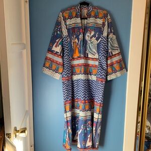 Vintage Egyptian Print Kaftan Dress